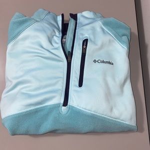 light blue columbia, half way, zip up